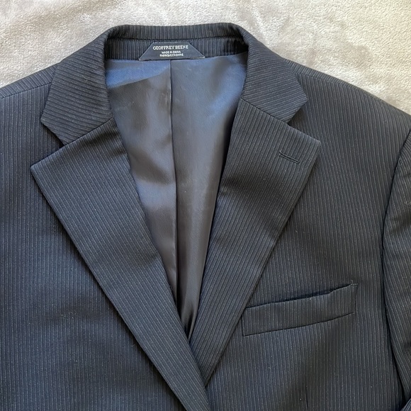 Mens suit blazer jacket black pin stripe detail 40 short wool - Picture 2 of 9
